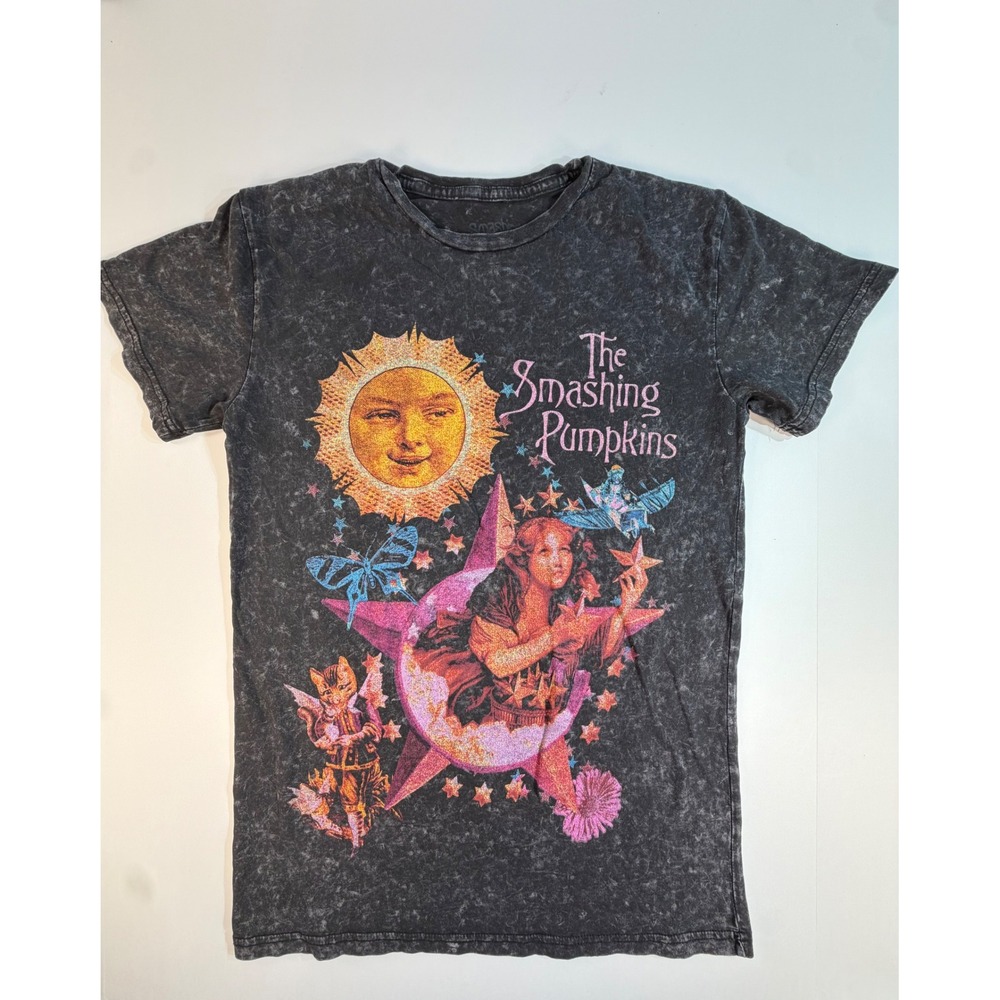 Smashing Pumpkins Mellon Collie World Tour T-Shirt Acid Wash Black Small